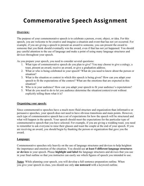 speech on assignment