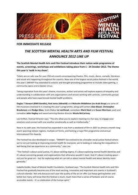 the scottish mental health arts and film festival announce 2012 line up