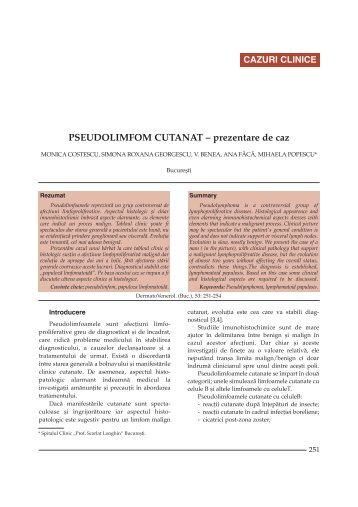 PSEUDOLIMFOM CUTANAT â prezentare de caz