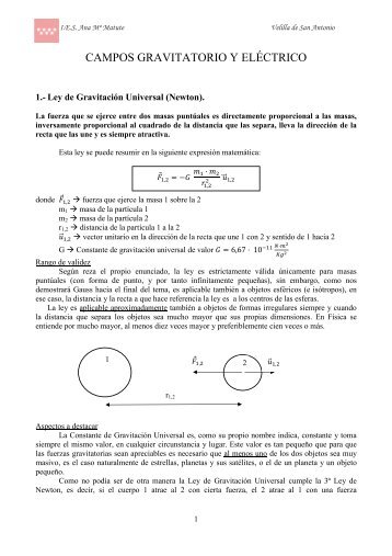 Campos gravitatorio y eléctrico.Tema - ies ana maría matute