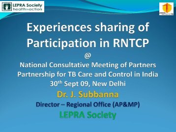 LEPRA Society - Partnership for TB Care and Control in India