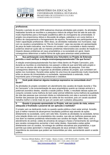 RelatÃ³rio final 2009 - Zoonoses - Universidade Federal do ParanÃ¡