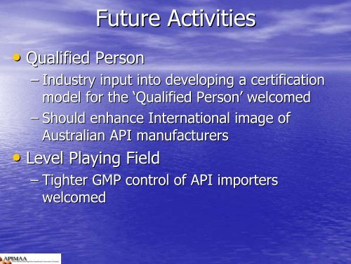 Active Pharmaceutical Ingredients - Australian Organisation for Quality