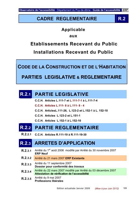 Cadre rÃ©glementaire - PrÃ©fecture du Puy-de-DÃ´me