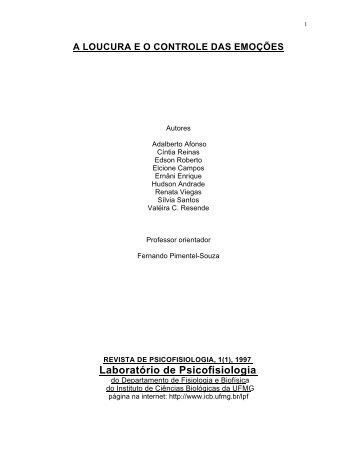 A LOUCURA E O CONTROLE DAS EMOÃÃES - ICB - UFMG