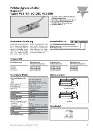 FÃ¼llstandgrenzschalter Kapazitiv Typen VC11RT, VC12RT, VC12RN