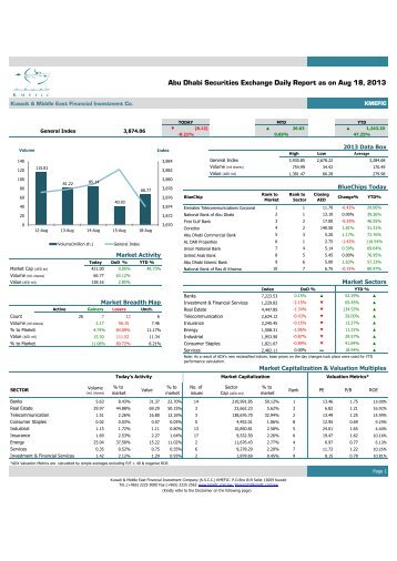 Abu Dhabi Securities Exchange Daily Report as on ... - GulfBase.com