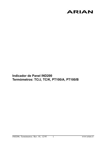 Indicador de Panel IND200 TermÃ³metros: TC/J, TC/K ... - Arian S. A.