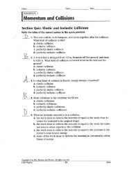 Section Quiz:'Elastic and Inelastic Collisions - Fort Thomas ...
