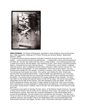 NORA EPHRON, The Boston Photographs, reprinted in Chris ...