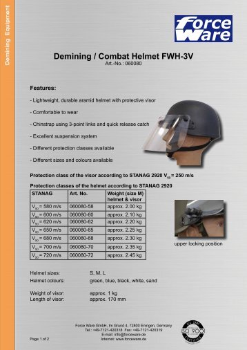 Demining / Combat Helmet FWH-3V - Force Ware Gmbh