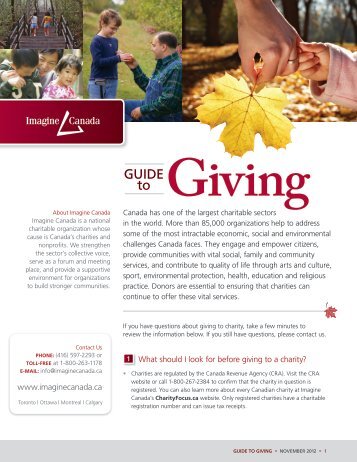 Guide to Giving - Imagine Canada