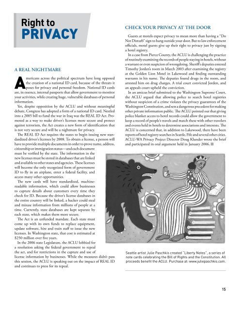 ACLU-WA 2005-06 Annual Report - ACLU of Washington