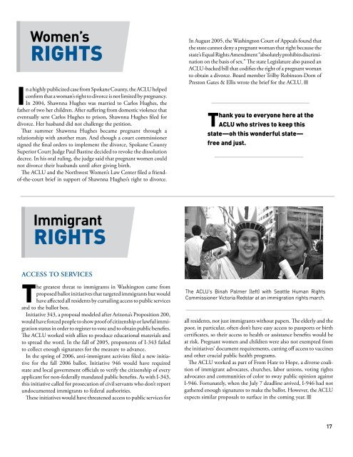 ACLU-WA 2005-06 Annual Report - ACLU of Washington