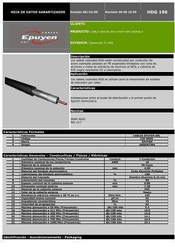 HDG-196- Coaxial RG6 Foam - Cables Epuyen SRL