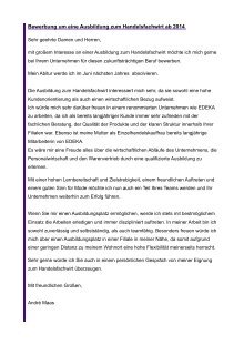 Bewerbungsschreiben Handelsfachwirt Ausbildung