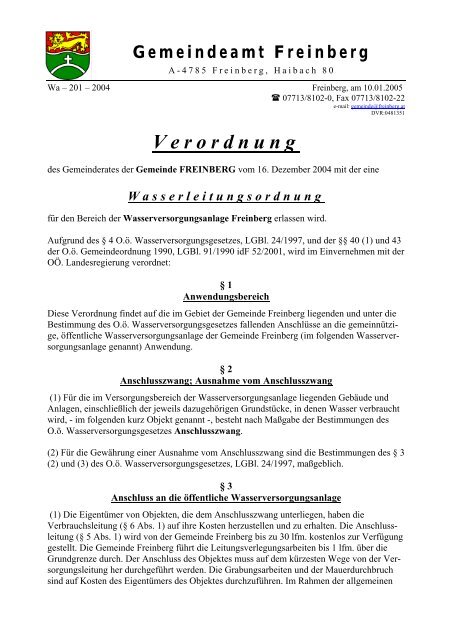 Verordnung - in Freinberg