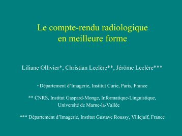 Le compte-rendu radiologique en meilleure forme