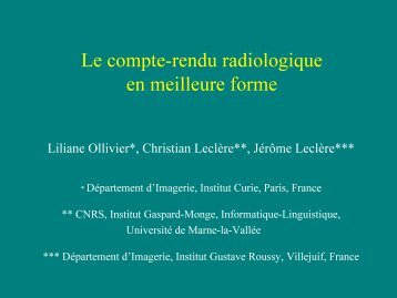 Le compte-rendu radiologique en meilleure forme