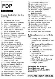 Unsere Kandidaten für den  Kreistag - FDP-Kreisverband Rhein-Lahn