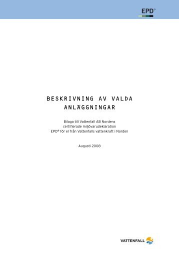 Beskrivning av valda anlÃ¤ggningar