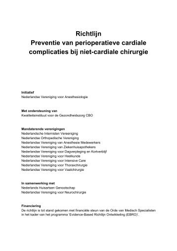 richtlijn 'Preventie van perioperatieve cardiale complicaties - CBO