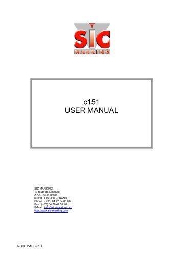 c151 USER MANUAL - SIC-Venim s.r.o.