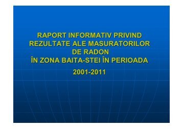 raport informativ privind rezultatele masuratorilor de radon in zona ...