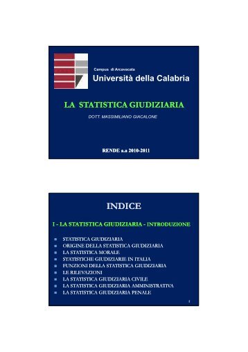 statistica giudiziaria 1 - Facolta' di Scienze Politiche - UniversitÃ  ...