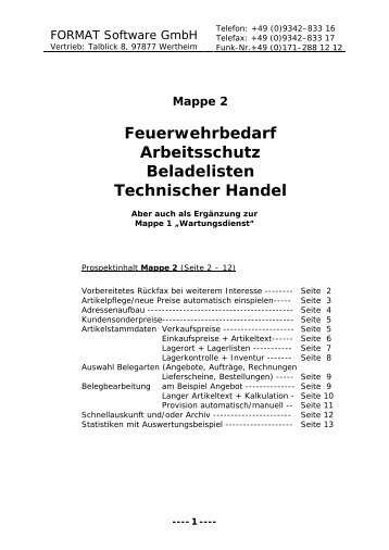 Mappe 2 Feuerwehrbedarf Arbeitsschutz ... - Format Software GmbH