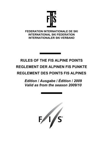 Règlement des points FIS - Edition 2009 - International Ski Federation