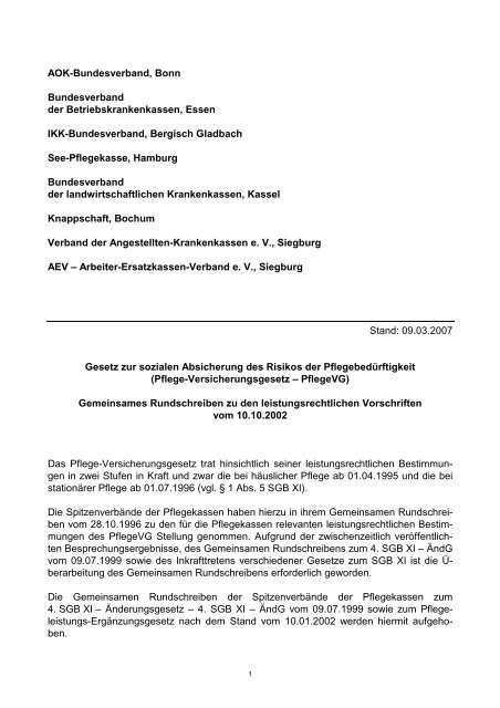 AOK-Bundesverband, Bonn Bundesverband der ... - Alsopfleg