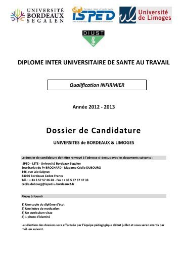 Dossier de Candidature - UMFCS Bordeaux Segalen - UniversitÃ© ...