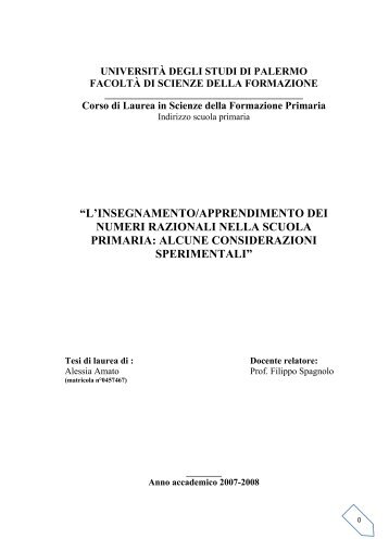 L'insegnamento/apprendimento dei numeri razionali nella scuola