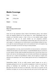 Media Coverage - Dinokeng Scenarios