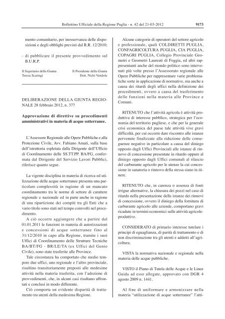 Dgr 377/2012 - Geologi Puglia