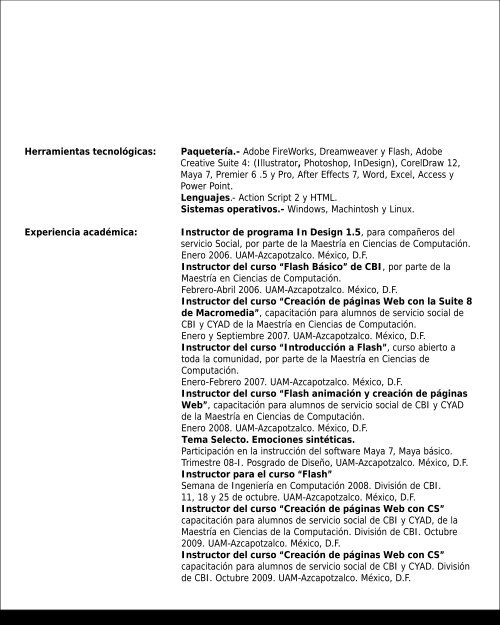 Curriculum Vitae - MaestrÃ­a en Ciencias de la ComputaciÃ³n - UAM