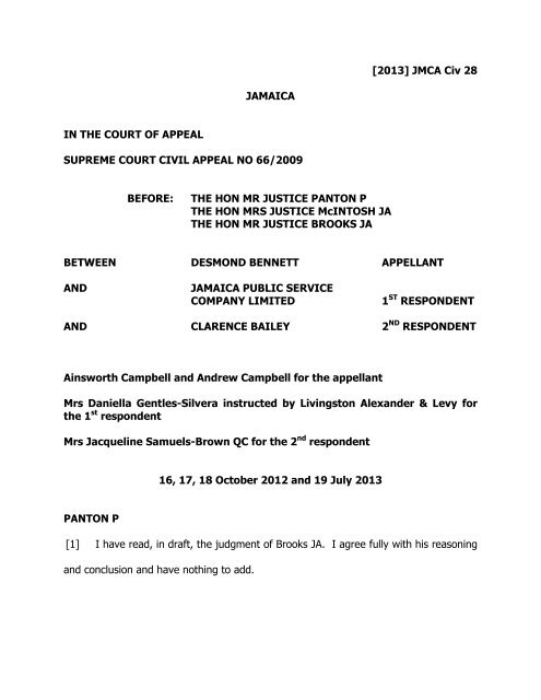 Bennett (Desmond) v Jamaica Public Service Co Ltd & Another.pdf