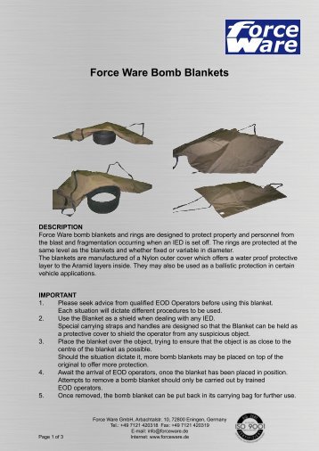 Force Ware Bomb Blankets