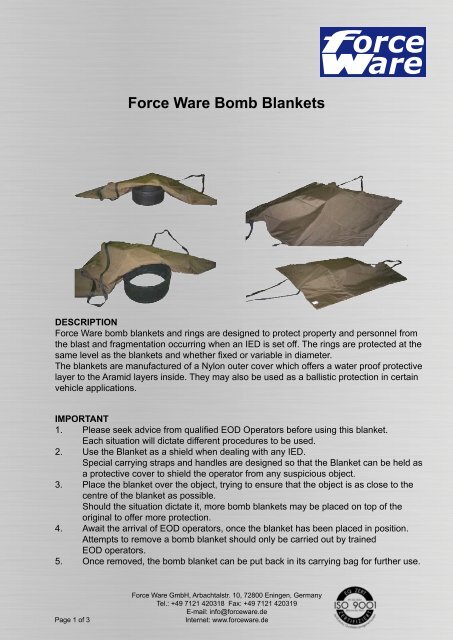 Force Ware Bomb Blankets