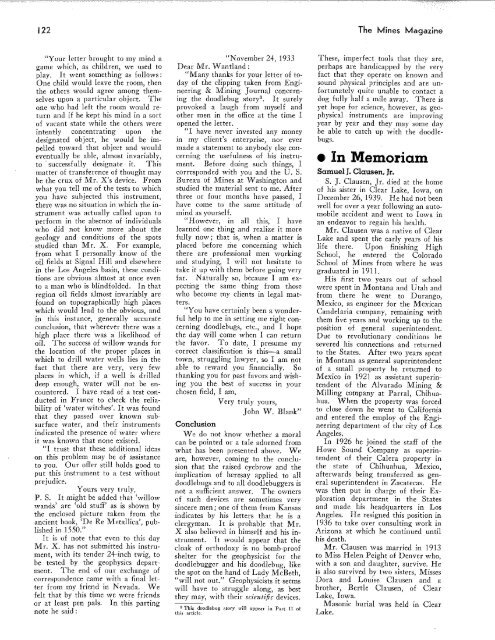 M A R C H 1 9 4 0 ^ ^ ^ V O L U M E 30 No. 3 - Mines Magazine