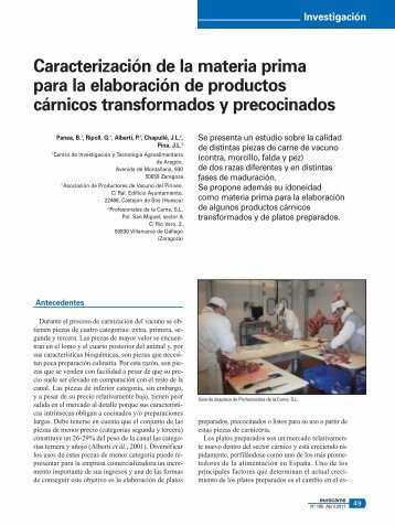 CaracterizaciÃ³n de la materia prima para la ... - Eurocarne Digital