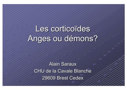 Les corticoÃ¯des Anges ou dÃ©mons? - Impact SantÃ©