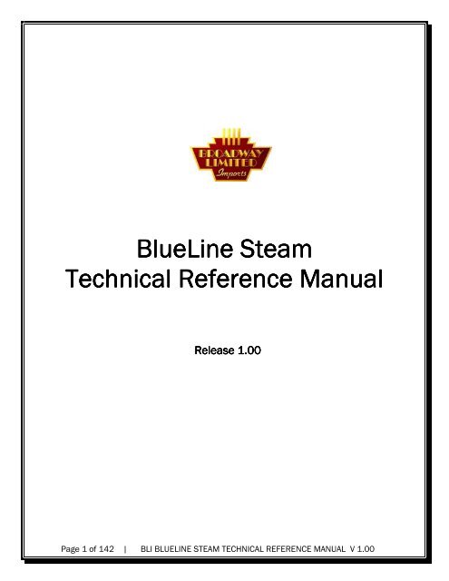 BlueLine Steam BlueLine Steam Technical ... - Ulrich Models