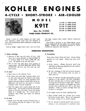 Kohler K91 Engine Manual - MyWheelHorse.com