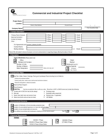 Checklist for Commercial and Industrial Project - FPL.com