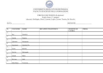 (FOGLIO_FIRME_1Â° GRUPPO) - FacoltÃ  di Scienze della Formazione