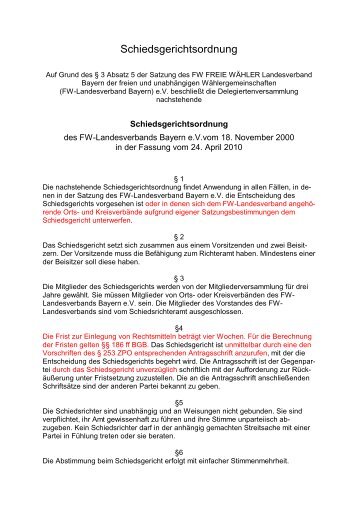 Schiedsgerichtsordnung - Freie Wähler Bayern