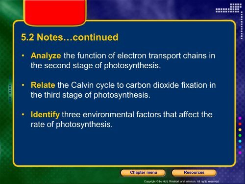 Photosynthesis Details - Lake Central High School