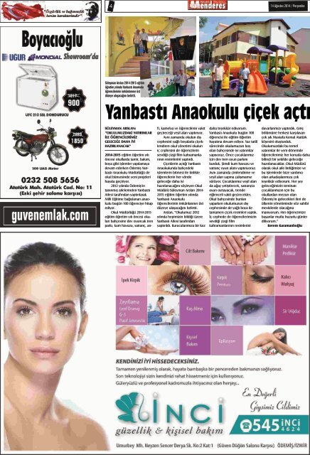 14 Ağustos tarihli Küçükmenderes Gazetesi